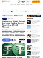 Stablecoin Giant Tether Pursues Capital Boost, Targeting $500B Throne – Crypto News Bitcoin News