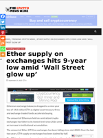 Ether supply on exchanges hits 9-year low amid ‘Wall Street glow up’ - The Crypto News Wire