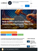 New PARITY Act Could Make Stablecoin Payments Tax-Free | Live Bitcoin News