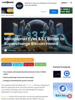 Metaplanet Eyes $3.7 Billion to Supercharge Bitcoin Hoard | Live Bitcoin News