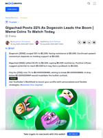 Dogecoin Leads GIGA's 22% Rise | Meme Coins To Watch Today