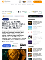 All Eyes on ASTER, HYPE, and BNB: Highs, Unlocks, and Burns Shape the Market – Markets and Prices Bitcoin News
