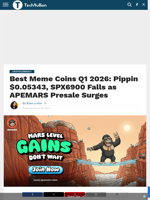 Best Meme Coins Q1 2026: Pippin $0.05343, SPX6900 Falls as APEMARS Presale Surges - TechBullion