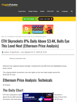 ETH Skyrockets 8% Daily Above $3.4K, Bulls Eye This Level Next (Ethereum Price Analysis)