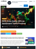 PEPE Price Gains 20% as Sentiment Turns Positive | Live Bitcoin News