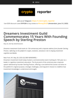 Dreamers Investment Guild Commemorates 15 Years With Founding Speech by Sterling Preston