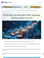AAVE daily fees skyrocket 200%, signaling lending market recovery - CoinJournal
