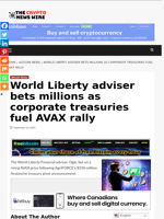 World Liberty adviser bets millions as corporate treasuries fuel AVAX rally - The Crypto News Wire