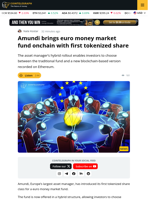 Amundi Launches First Tokenized Money Market Fund on Ethereum