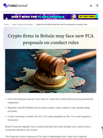 Crypto firms in Britain may face new FCA proposals on conduct rules - CoinJournal