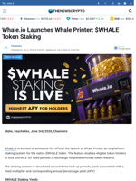 Whale.io Launches Whale Printer: $WHALE Token Staking - TheNewsCrypto