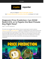 Dogecoin Price Prediction: Can DOGE Reach $10, or Is Pepeto the Best Presale Buy Right Now?