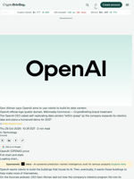 Sam Altman says OpenAI aims to use robots to build its data centers