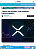 XRP Bull Flag Targets $18: Analyst Sees 70% Chance Of Breakout