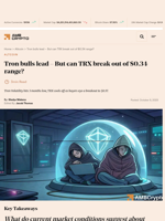 Tron's Volatility hits a 3 months low as buyers step in the market