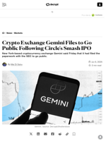 Crypto Exchange Gemini Files to Go Public Following Circle's Smash IPO - Decrypt