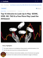 Top 10 Altcoins to Look Up in May- BONK, XMR, SEI, TAO & a Few More May Lead the AltSeason