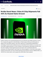 Nvidia Stock News: China AI Chip Shipments Fall 44% As Huawei Gains Ground
