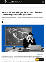 Wealth Educator Urges Parents to Ditch Old School Playbook For Crypto IRAs - DailyCoin