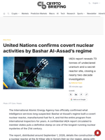United Nations confirms covert nuclear activities by Bashar Al-Assad's regime