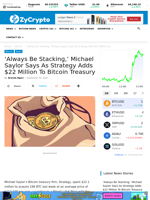 ‘Always Be Stacking,’ Michael Saylor Says As Strategy Adds $22 Million To Bitcoin Treasury ⋆ ZyCrypto