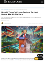 Donald Trump’s Crypto Fortune Torched Below $1M Amid Chaos - DailyCoin
