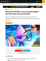 Ethereum’s ‘Rare Oversold Signal’ Hints at ETH Price Rebound
