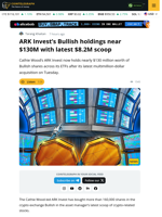 ARK Invest Buys $8.21M Bullish Stock, Holdings Reach $130M