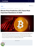 Bitcoin Price Prediction: BTC Faces Most Important Resistance of 2025
