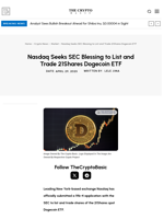 Nasdaq Seeks SEC Blessing to List and Trade 21Shares Dogecoin ETF