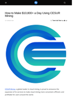 How to Make $10,800+ a Day Using CESUR Mining - Visionary Financial
