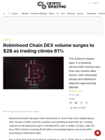 Robinhood Chain DEX volume surges to $2B as trading climbs 61%