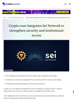 Crypto.com integrates Sei Network to strengthen security and institutional access - CoinJournal