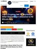 Top 5 Cryptos Set To Skyrocket After GameStop’s Massive 4,710 Bitcoin Buy | Live Bitcoin News