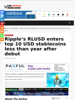 Ripple’s RLUSD enters top 10 USD stablecoins less than year after debut - The Crypto News Wire