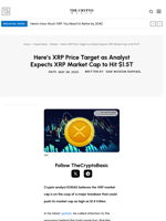 Here’s XRP Price Target as Analyst Expects XRP Market Cap to Hit $1.5T