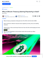 Why Is Bitcoin Treasury Gaining Popularity in Asia? - BeInCrypto