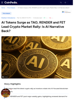 AI Tokens Surge as TAO, RENDER and FET Lead Crypto Market
Rally: Is AI Narrative Back?