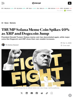TRUMP Solana Meme Coin Spikes 40% as XRP and Dogecoin Jump - Decrypt