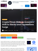 Crypto Prices Slide as Investors Shift to Stocks and Liquidations Surge | Live Bitcoin News