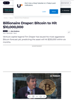 Billionaire Draper: Bitcoin to Hit $10,000,000 - U.Today