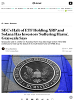 SEC's Halt of ETF Holding XRP and Solana Has Investors 'Suffering Harm', Grayscale Says - Decrypt