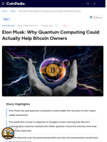 Elon Musk: Why Quantum Computing Could Actually Help Bitcoin Owners