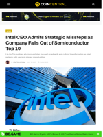 Intel CEO Admits Strategic Missteps as Company Falls Out of Semiconductor Top 10 - CoinCentral