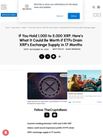 If You Hold 1,000 to 5,000 XRP, Here’s What It Could Be Worth if ETFs Drain XRP’s Exchange Supply in 17 Months