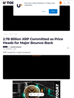 2.78 Billion XRP Committed as Price Heads for Major Bounce-Back - U.Today