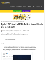 Ripple's XRP Must Hold This Critical Support Line to Stay in Bull Mode