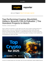 Top Performing Cryptos: BlockDAG, Hedera, Binance Coin & Polkadot | The Standout Projects to Watch