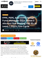 FPPE, PEPE, And HYPE: Hedge-Fund Manager Says These 3 Altcoins Are Beating XRP By At Least 7,000% This Cycle | Live Bitcoin News