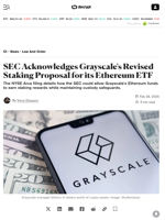 SEC Acknowledges Grayscale's Revised Staking Proposal for its Ethereum ETF - Decrypt